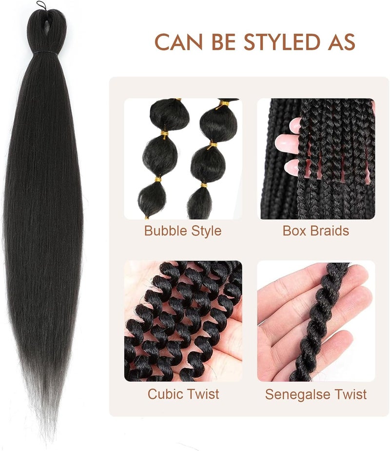 Difunee Pre-stretched Braiding Hair - 30 Inch 8 Packs Light Brown Super Long Braiding Hair For Twist or Box Braids, Yaki Texture Hot Water Setting Synthetic Braiding Hair Extensions (30 Inch, #4-8P) - Image 4