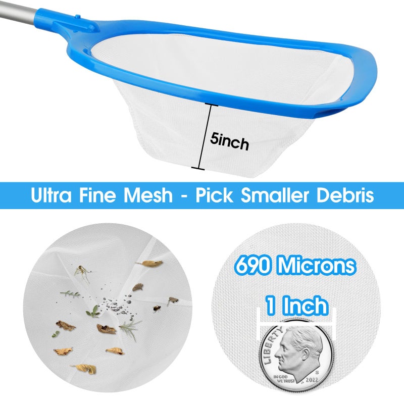 TidyMister Hot Tub Skimmer Spa Net with 5ft Aluminum Pole Ultra Fine Mesh Net Handy Leaf Skimmer for Small Above Ground Pools Pick Up Fine Debris Lightweight Net - Image 2