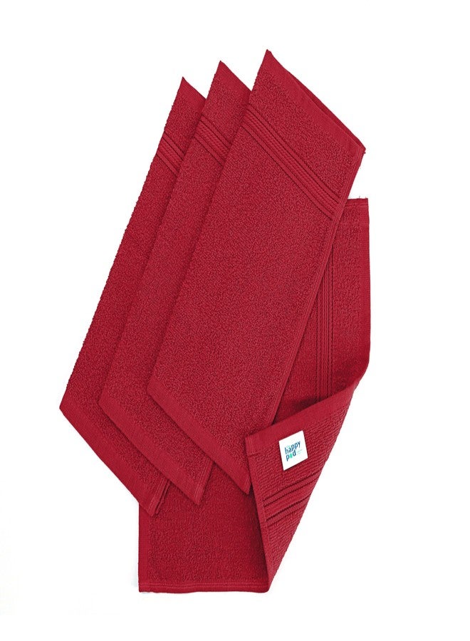 THE HAPPY POD Essential 100% Cotton Face Towel - Pack of 4, Soft & Absorbent, Quick Dry, Lightweight Towels for Face, Gym, Travel & Everyday Use| 30 x 30 cm - 380 GSM | Red - Image 2