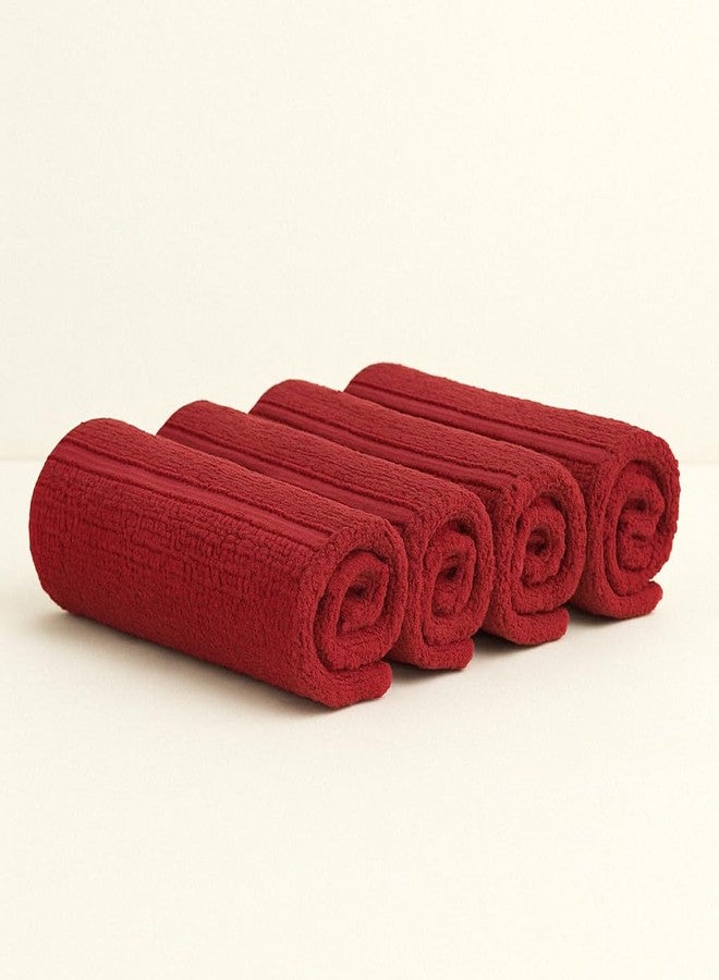 THE HAPPY POD Essential 100% Cotton Face Towel - Pack of 4, Soft & Absorbent, Quick Dry, Lightweight Towels for Face, Gym, Travel & Everyday Use| 30 x 30 cm - 380 GSM | Red - Image 1