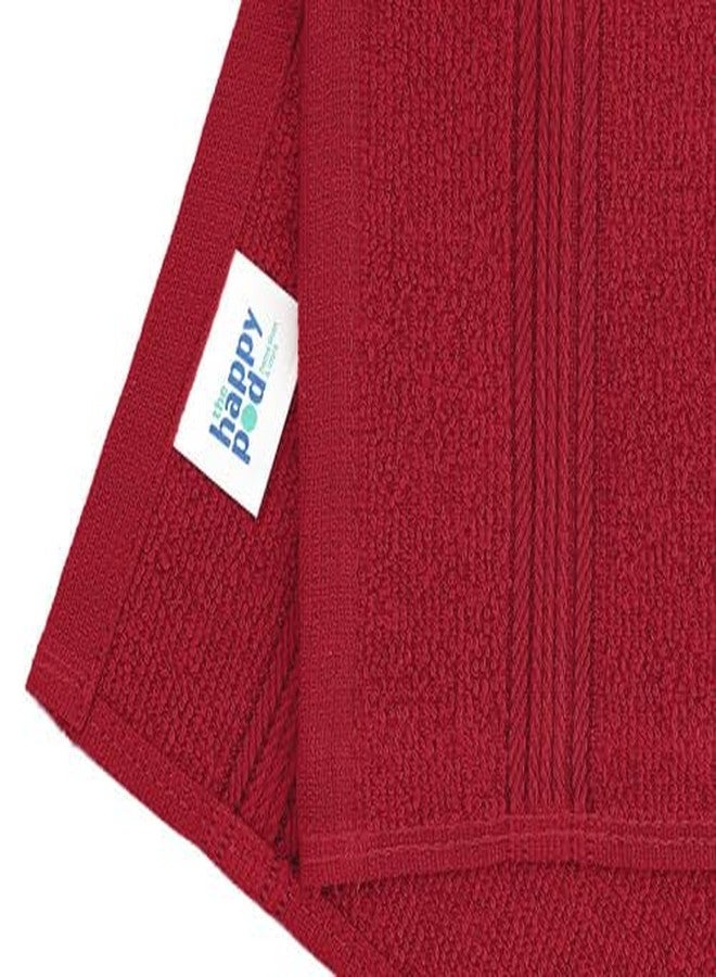 THE HAPPY POD Essential 100% Cotton Face Towel - Pack of 4, Soft & Absorbent, Quick Dry, Lightweight Towels for Face, Gym, Travel & Everyday Use| 30 x 30 cm - 380 GSM | Red - Image 5