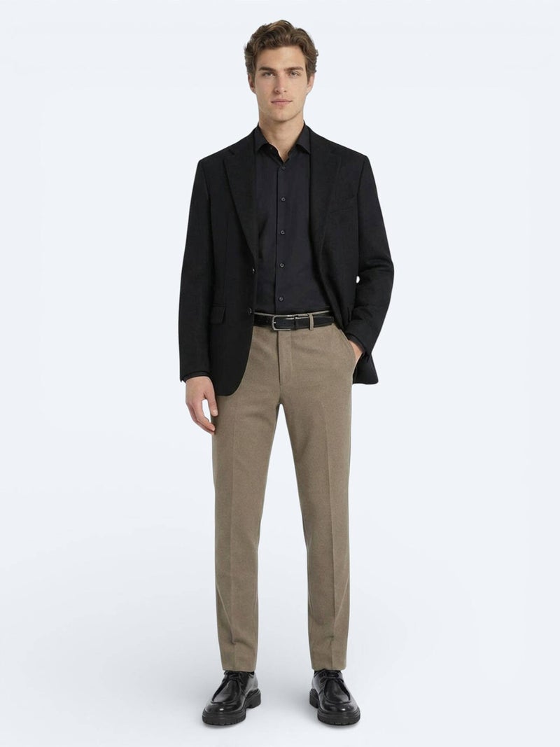 Kip Black Plain Regular Fit Long Weaving Classical Cotton Blended Shirt - Image 3