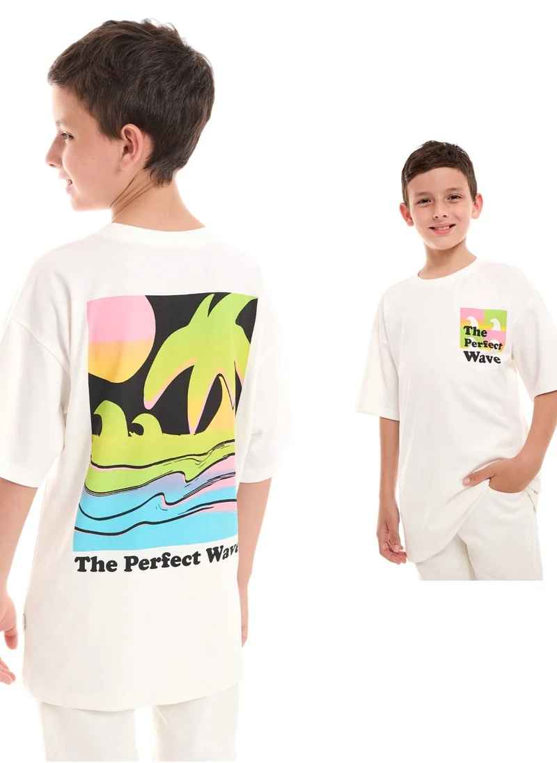 victor and jane Boys "Oversized" Graphic Print T-shirt (6-12Y) - Offwhite