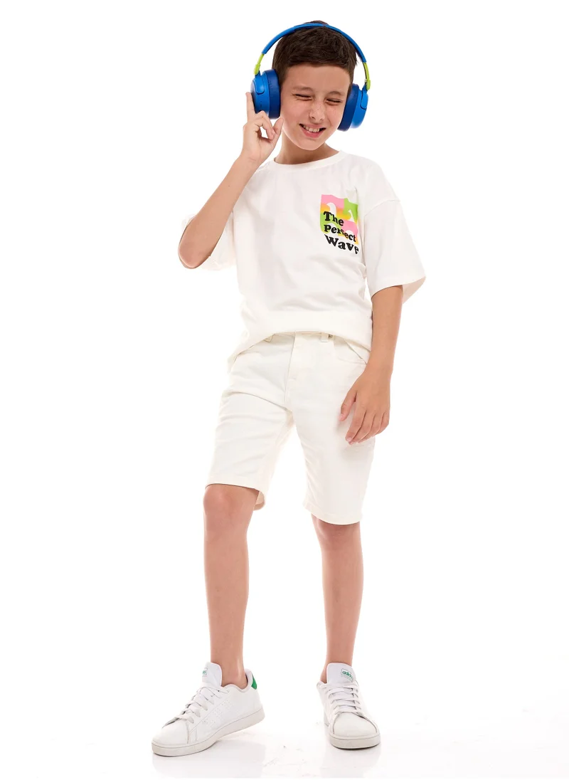 victor and jane Boys "Oversized" Graphic Print T-shirt (6-12Y) - Offwhite