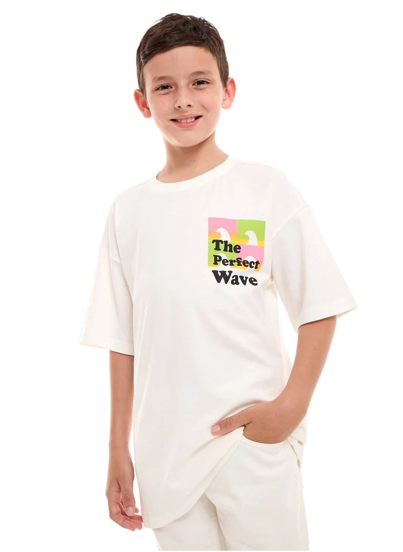 victor and jane Boys "Oversized" Graphic Print T-shirt (6-12Y) - Offwhite
