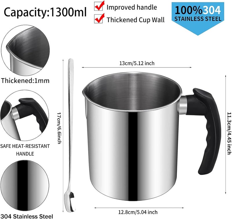 DINGPAI Candle Making Supplies, Complete Soy Candle Making Set Including Candle Make Pouring Pot, Candle Wicks, Wicks Sticker, 3-Hole Candle Wicks Holder, Natural Soy Wax and Spoon - Image 3
