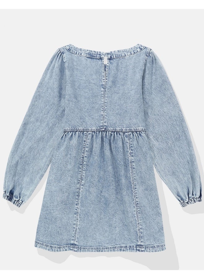 American Eagle - AE Long-Sleeve Denim Mini Dress - Image 1