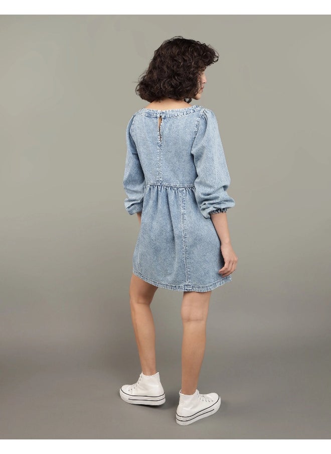 American Eagle - AE Long-Sleeve Denim Mini Dress - Image 1
