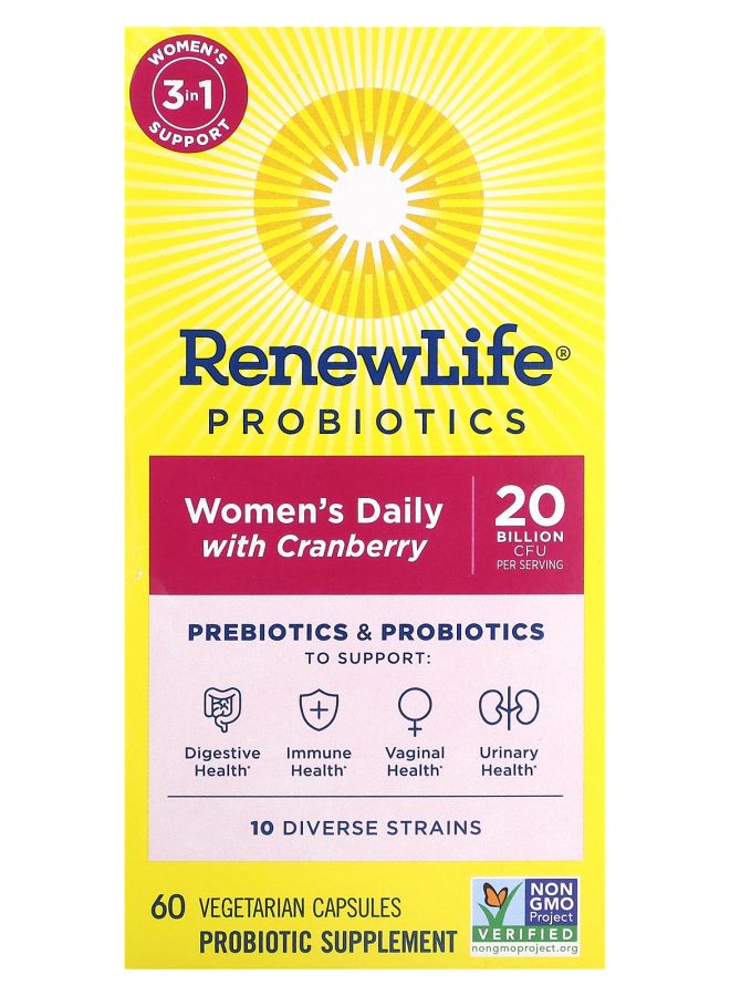 Probiotics Women's Daily with Cranberry 20 Billion CFU 60 Vegetarian Capsules
