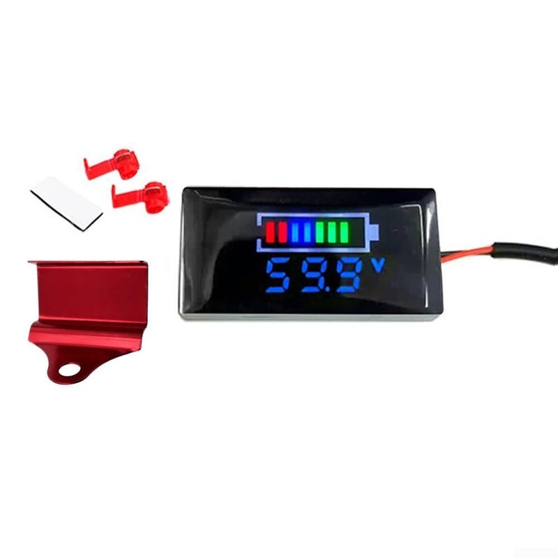 عداد الفولتميتر الرقمي للوحة القيادة عرض LCD لـ 7 فولت تيار مستمر 100 فولت إنذار أمان للدراجة النارية السيارة الكهربائية حامل أحمر أزرق - Image 2