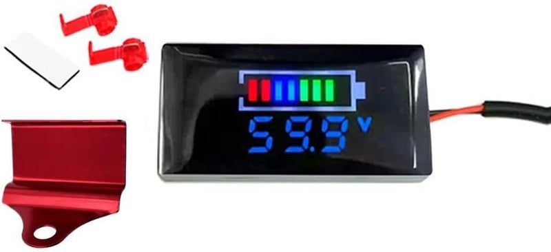 عداد الفولتميتر الرقمي للوحة القيادة عرض LCD لـ 7 فولت تيار مستمر 100 فولت إنذار أمان للدراجة النارية السيارة الكهربائية حامل أحمر أزرق - Image 1
