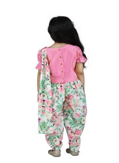 LILPICKS Peach Choli with Multicolour Dhoti Saree Set  - Image 4