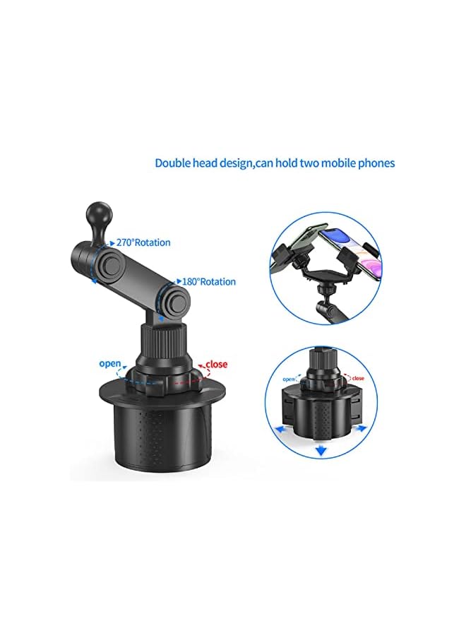 Green Tiger Dual Phone Holder for Car Cup Holder, Universal Car Phone Mount, Rotatable Car Cup Holder Expander, Adjustable Cell Phone Cup Mount Fits 2 Phone, Base Phone Holder - Image 3