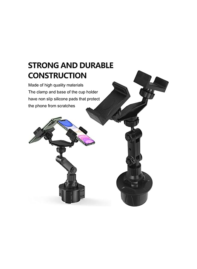Green Tiger Dual Phone Holder for Car Cup Holder, Universal Car Phone Mount, Rotatable Car Cup Holder Expander, Adjustable Cell Phone Cup Mount Fits 2 Phone, Base Phone Holder - Image 4