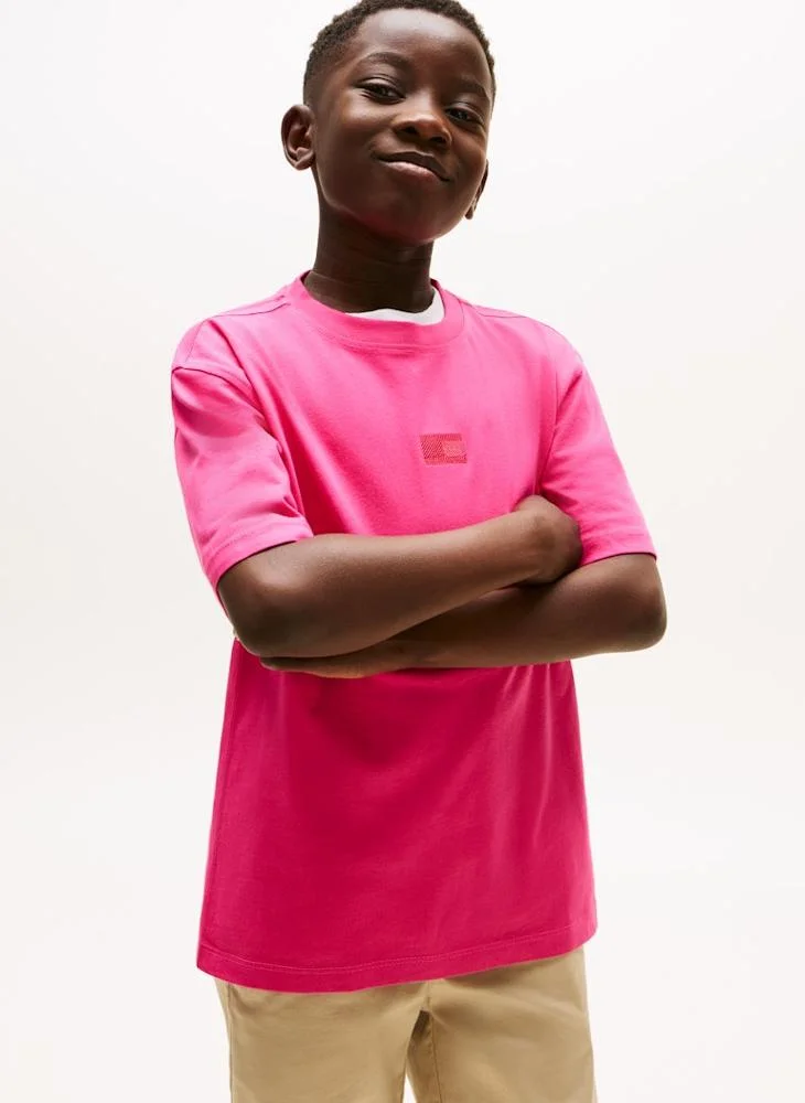 تومي هيلفيغر Kids Embroidered Crew Neck T-Shirt
