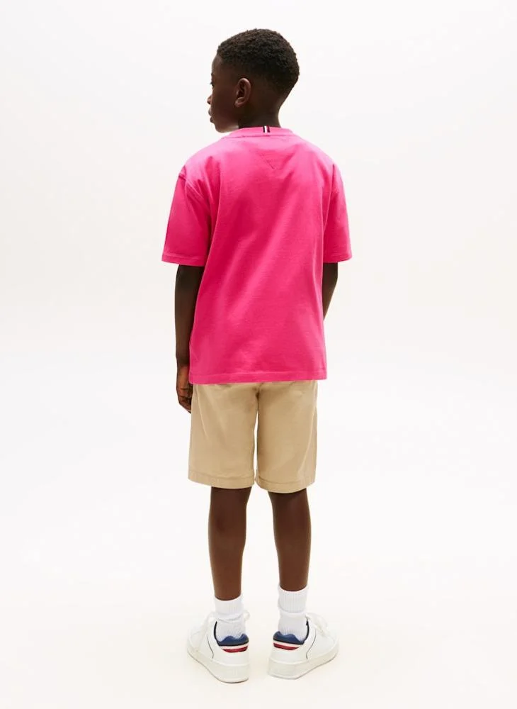 تومي هيلفيغر Kids Embroidered Crew Neck T-Shirt