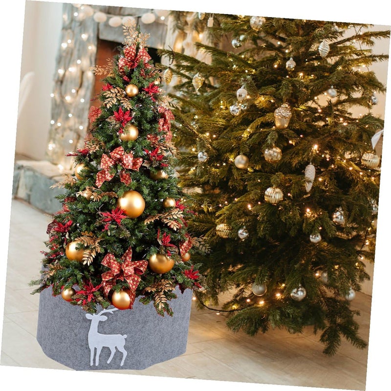 180cm Xmas Tree Skirt Pp Snow Cotton Fabric Elk Design for Holiday Party Decoration - Image 4