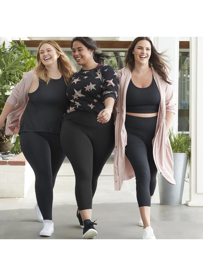 MoreFeel Plus Size Leggings for Women-Stretchy X-Large-4X Tummy Control High Waist Spandex Workout Black Yoga Pants, Black,black, XXL - Image 3