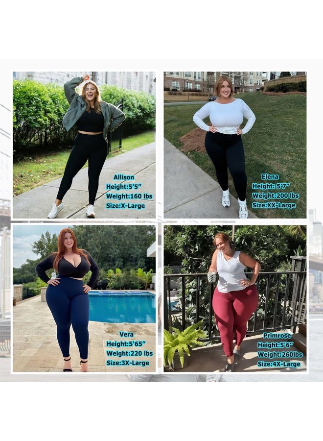 MoreFeel Plus Size Leggings for Women-Stretchy X-Large-4X Tummy Control High Waist Spandex Workout Black Yoga Pants, Black,black, XXL - Image 4