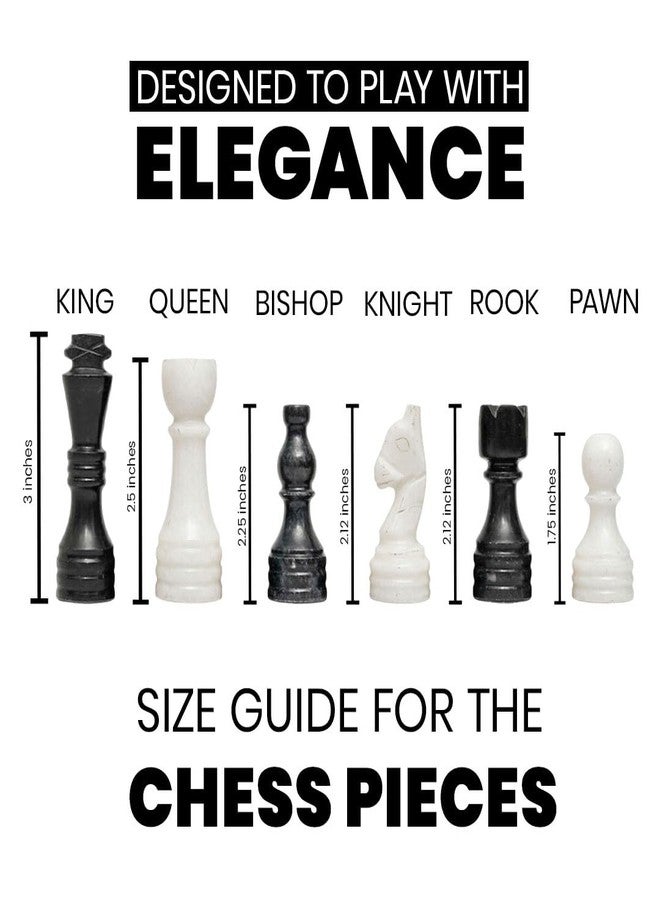 OceanicX Handcrafted Premium Marble Chess Pieces Set Elegant 32-Piece Replacement for 12-15 Inch Chess Boards with Storage Box (Black and White) - Image 3