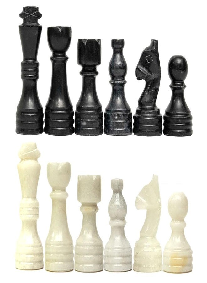 OceanicX Handcrafted Premium Marble Chess Pieces Set Elegant 32-Piece Replacement for 12-15 Inch Chess Boards with Storage Box (Black and White) - Image 1