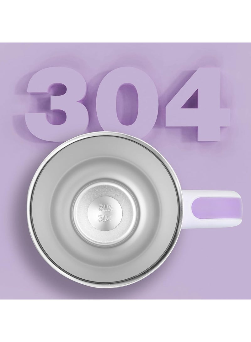 جورونب كوب سعة 40 أونصة بمقبض وقشة، كوب قهوة معزول من الفولاذ المقاوم للصدأ مع غطاء، كوب سفر مزدوج الجدار، كوب كبير للمشروبات الساخنة والباردة، أرجواني - Image 4