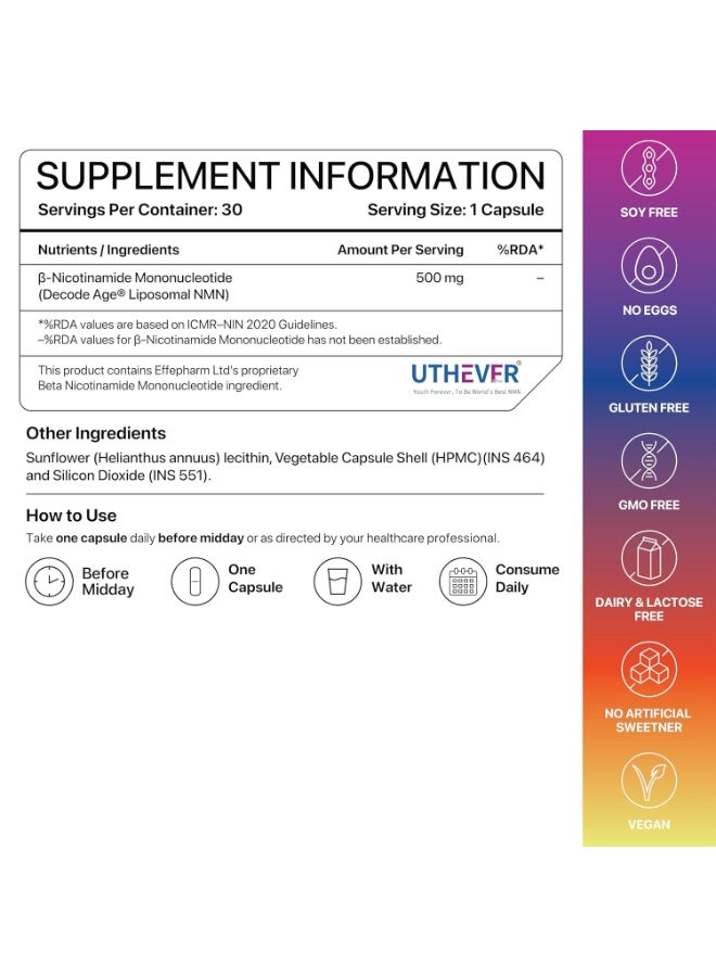 DECODE AGE Liposomal NMN (500mg) 30 Capsules - Image 4