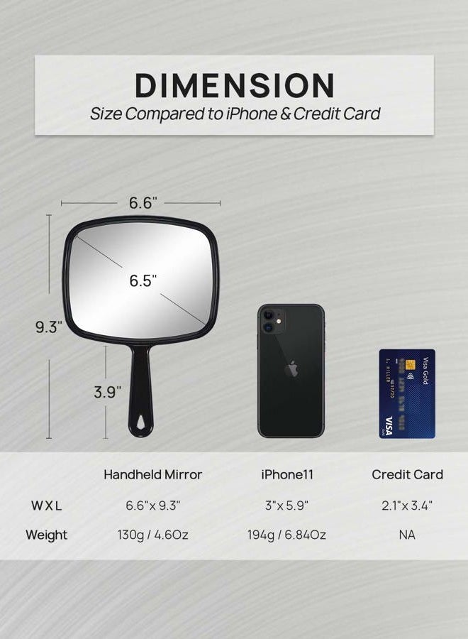 OMIRO Hand Mirror, All Black Handheld Mirror with Handle, 6.6" W x 9.3" L, Pack of 3 - Image 3