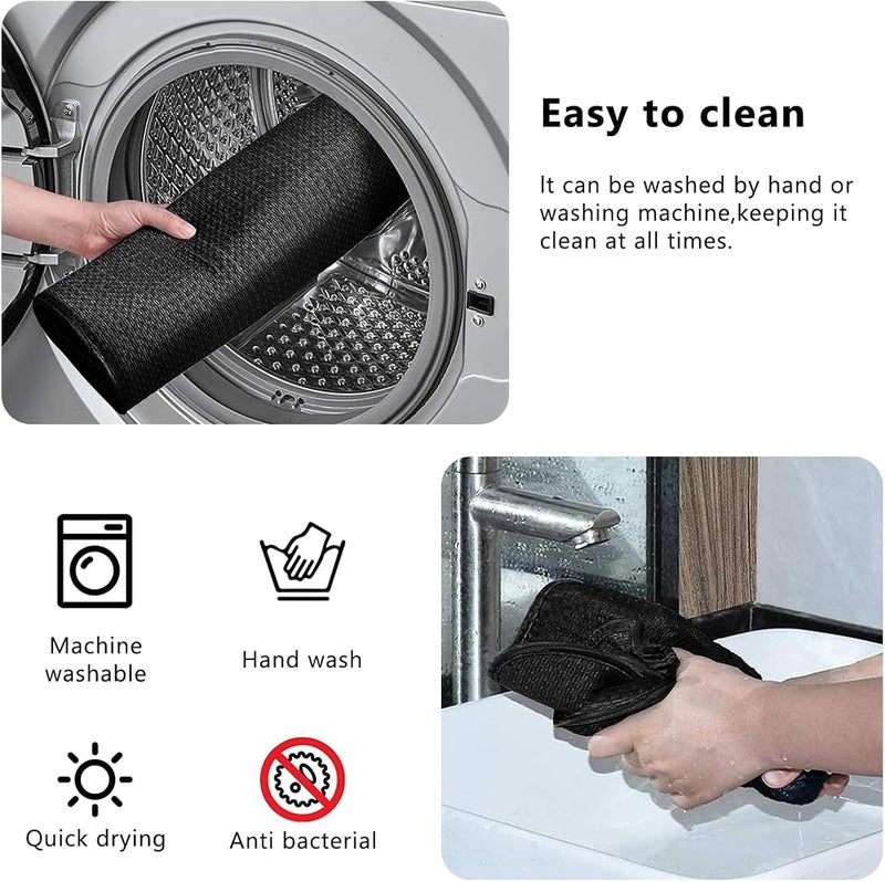 KASTWAVE Wet anti slip Dish Drying Mat, Microfiber Dry Pad, Quick-Drying Dish Drainer Board Mat, Ultra Absorbent Dish Drainer Rack Pad, for Kitchen Counter-top Tabletop Accessories, Machine Wash, 2Pcs, 20X15 inch, Black Popular trusted craftsmanship - Image 3