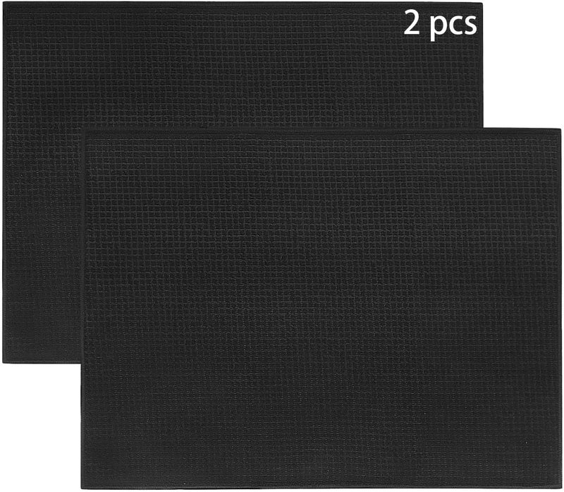 KASTWAVE Wet anti slip Dish Drying Mat, Microfiber Dry Pad, Quick-Drying Dish Drainer Board Mat, Ultra Absorbent Dish Drainer Rack Pad, for Kitchen Counter-top Tabletop Accessories, Machine Wash, 2Pcs, 20X15 inch, Black Popular trusted craftsmanship - Image 1