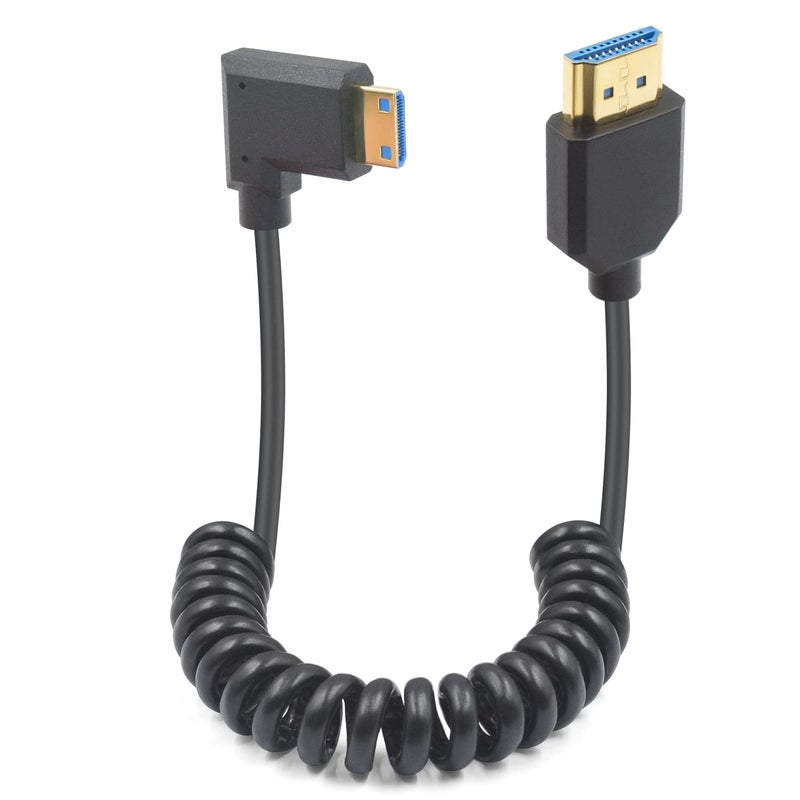 دوتك كابل 8K 48Gbps فائق النحافة بزاوية قائمة من Mini HDMI ذكر إلى HDMI ذكر للبروجيكتور والشاشة وكاميرا الفيديو بطول 4 أقدام / 1.2 متر - Image 1