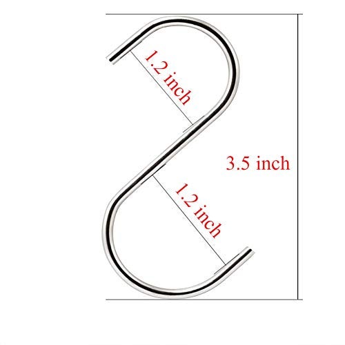 Aubcee 20 Pack 3.5" Hooks S Shaped Hanging Hooks Stainless Steel Metal Hangers Hanging Hooks Kitchen,Closet,Bathroom,Work Shop,Garden,Outdoor etc. - Image 2