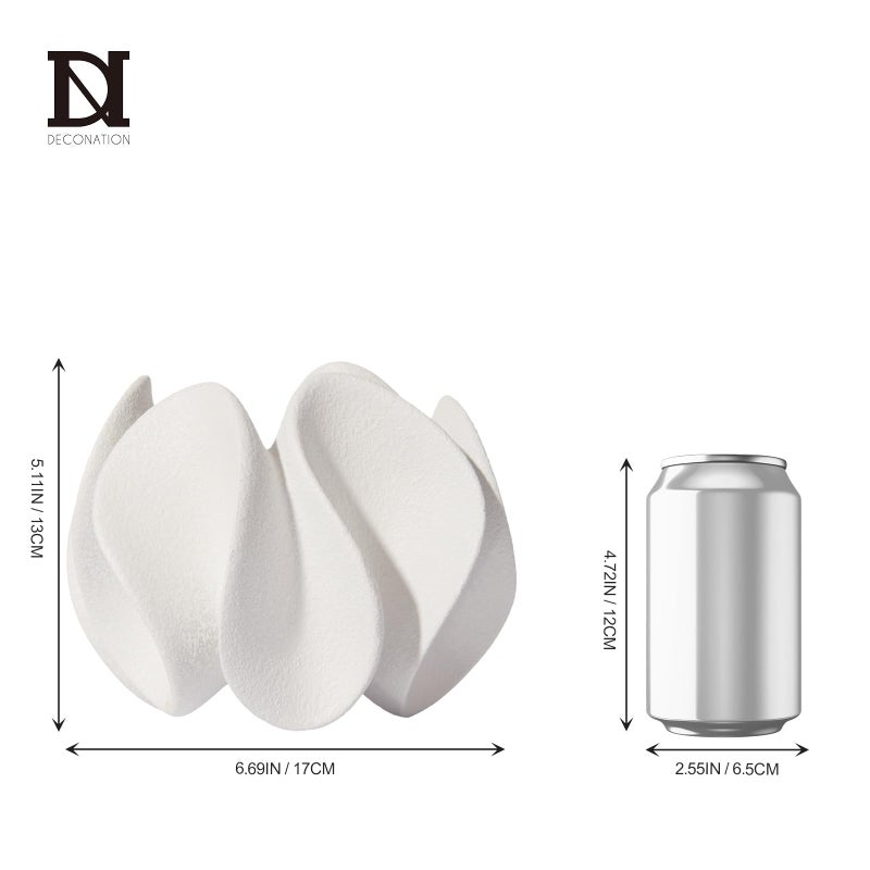 DN DECONATION Abstract Home Decor Living Room Coffee Table Decor, Modern White Textured Art Statue, Resin Sculpture for Bookshelf Desk Bedroom Office Wedding Gift for Men - Image 3