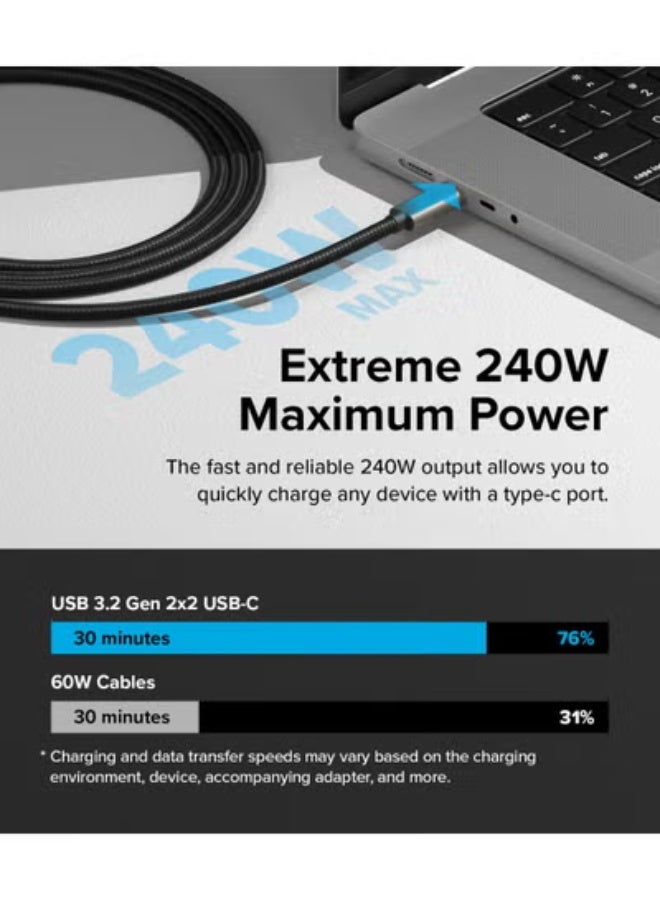 USB-C to USB-C Cable 3.2 Gen 2x2 – 2M, 240W Fast Charging, 20Gbps Data Transfer, High-Speed Charger Cord for Laptops, Tablets, and Smartphones - Image 3