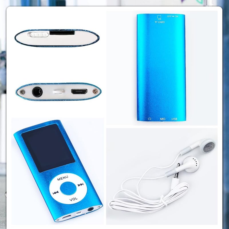 Flylin MP3 Player with Bluetooth 5.0, 1.8 inch Screen Portable Music Player with Built in HD Speaker Digital HiFi Lossless Sound Music Player for Students Running (Blue) - Image 3