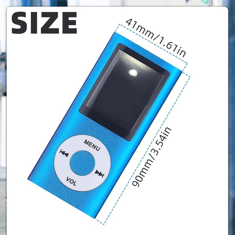 Flylin MP3 Player with Bluetooth 5.0, 1.8 inch Screen Portable Music Player with Built in HD Speaker Digital HiFi Lossless Sound Music Player for Students Running (Blue) - Image 2