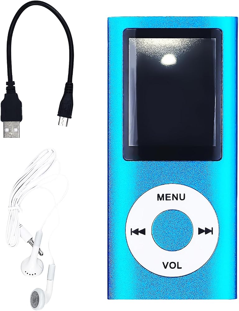Flylin MP3 Player with Bluetooth 5.0, 1.8 inch Screen Portable Music Player with Built in HD Speaker Digital HiFi Lossless Sound Music Player for Students Running (Blue) - Image 1