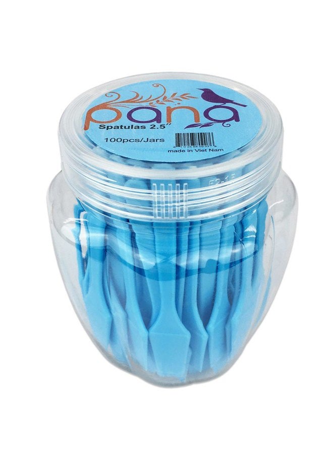 pana Brand Cosmetic Make Up Disposable Plastic 2.5Inch Spatulas Skin Care Facial Cream Mask Spatula (100 Pieces in a Container) (BLUE) - Image 5