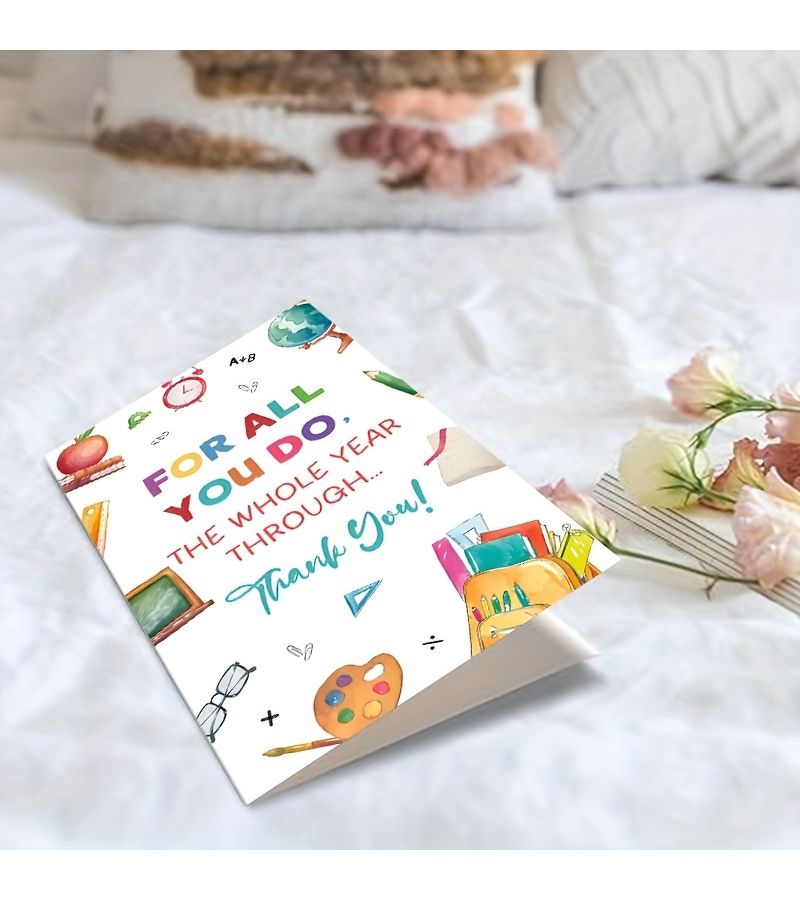 Cute Teacher Thank You Card With Envelope For School Teachers Year End Appreciation - Image 5