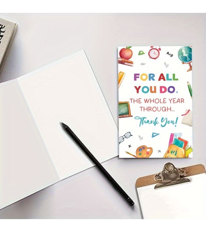 Cute Teacher Thank You Card With Envelope For School Teachers Year End Appreciation - Image 2
