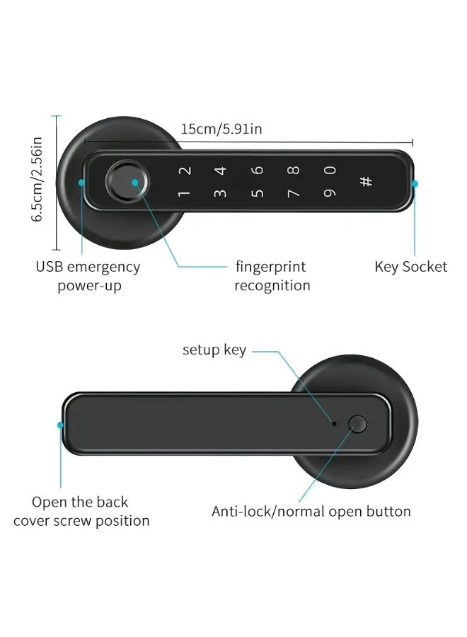 "3-Lever Smart Door Lock with Fingerprint & Keypad – Wireless Touchscreen Entry System with Anti-Theft Alarm | Auto-Lock | Remote Access via App | for Home/Office/Indoor Use"  - Image 2