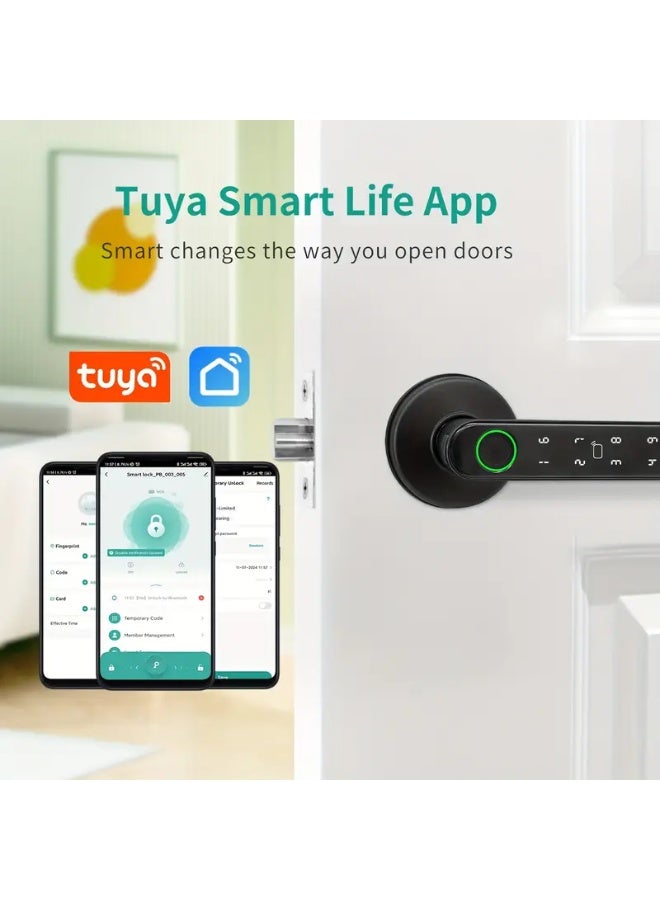 "3-Lever Smart Door Lock with Fingerprint & Keypad – Wireless Touchscreen Entry System with Anti-Theft Alarm | Auto-Lock | Remote Access via App | for Home/Office/Indoor Use"  - Image 1