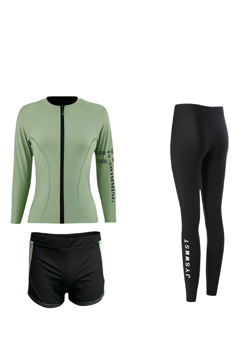 أفضل ذروة طقم ملابس سباحة محتشمة مكون من 3 قطع للنساء مع حماية من الشمس - ملابس سباحة + سروال داخلي قصير + بنطلون قصير، مناسب لركوب الأمواج والغطس والغوص والسباحة في الينابيع الساخنة - Image 5