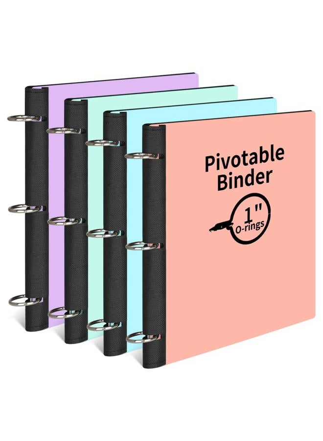LETVPVOW 4 Pcs 360° Pivotable 3 Ring Binder, Soft 1 inch Binders 3 Ring, Flexible Thin Soft Three Ring Binder Fits 8.5" x 11", for Home, School and Office-Blue, Green, Pink, Purple - Image 1