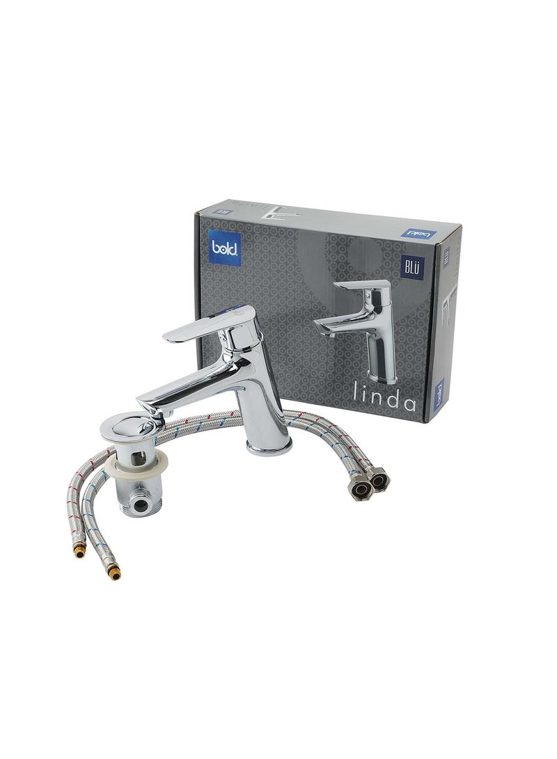 Bold Linda Basin Mixer Tap – Premium Brass Construction with Durable Chrome Finish – Smooth Move Water Control – Corrosion-Resistant, Elegant & Long-Lasting for Modern Bathrooms – Silver - Image 1