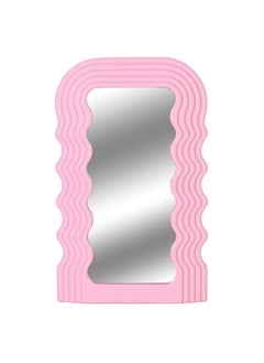 Cool Baby COOLBABY Wave Pattern Irregular Makeup Mirror Tabletop Vanity Mirror Cosmetic Desktop Mirror Hanging Pink  - Image 1