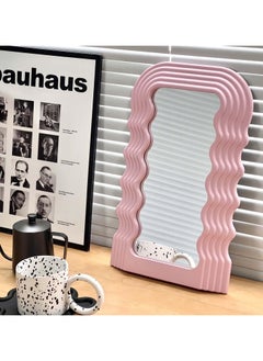 Cool Baby COOLBABY Wave Pattern Irregular Makeup Mirror Tabletop Vanity Mirror Cosmetic Desktop Mirror Hanging Pink  - Image 3