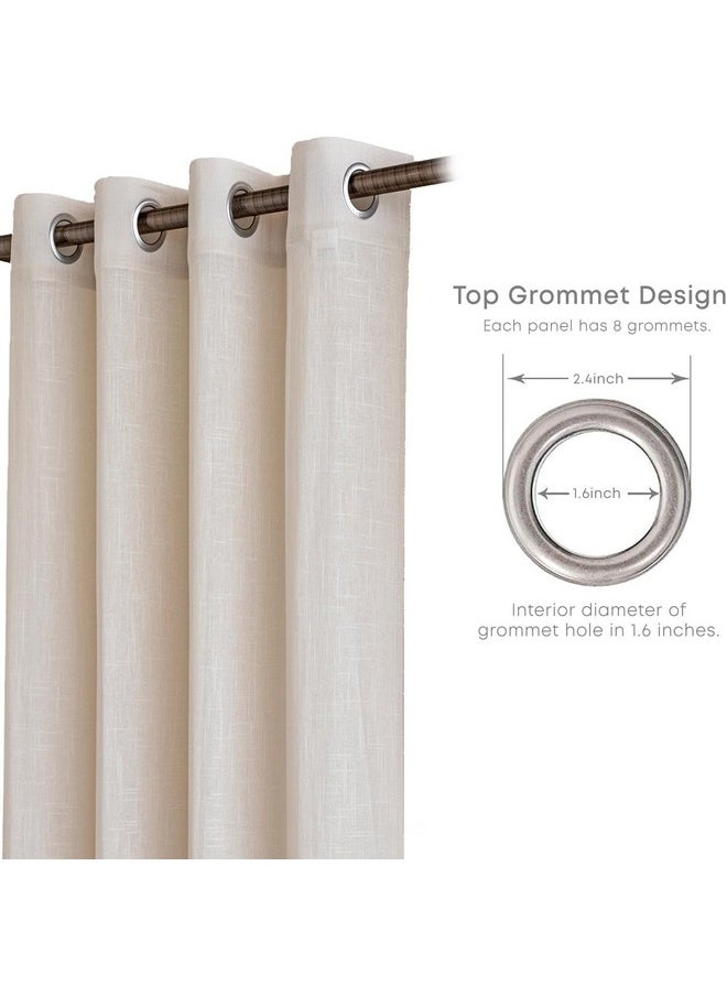 LINENWALAS LINENWALAS Cotton Linen Solid Sheer Curtain Set with Grommet Curtains Rings Non Blackout Window Curtain - Set of 2 -Natural Linen - 4.5Ft X5Ft.  - Image 4