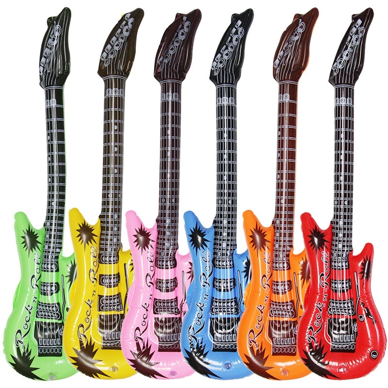 Dr.dudu Inflatable Guitar, Waterproof Assorted Colors Party Decoration (6pack) - Image 1