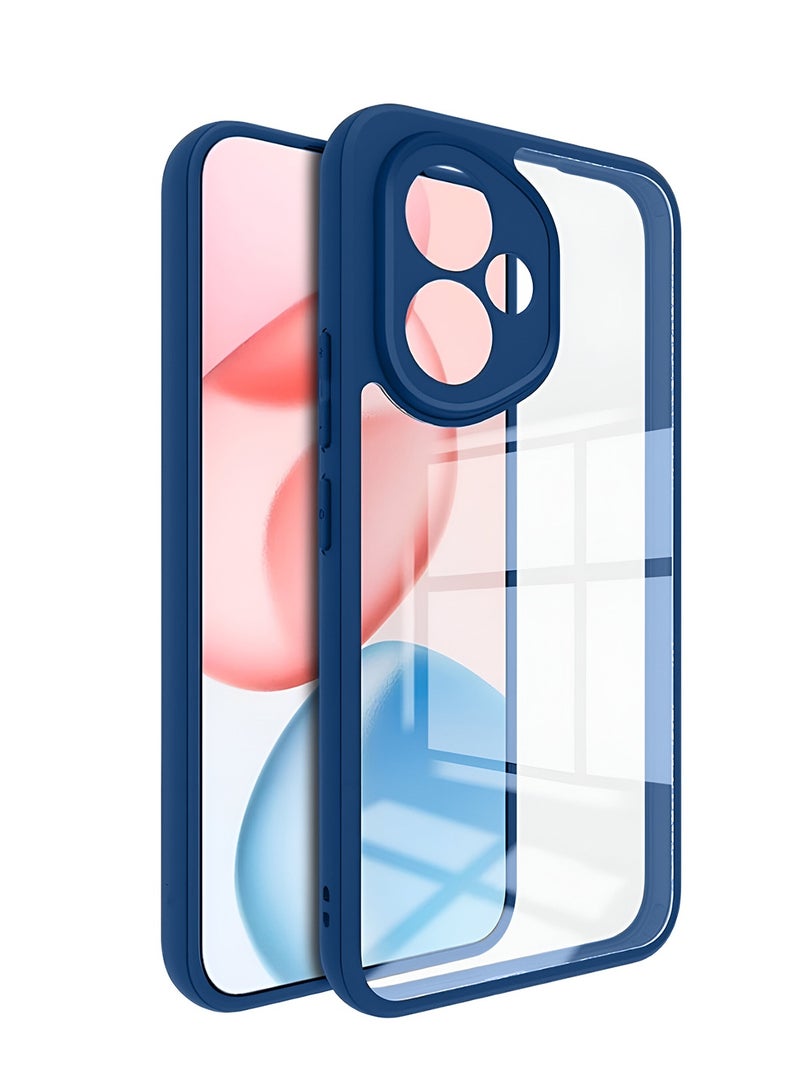 Wtech Honor 400 5G 2025 Hybrid TPU Silicone with Raised Armour Bumpers Slim Case Cover (MCAPSA) - Clear/Navy Blue - Image 1